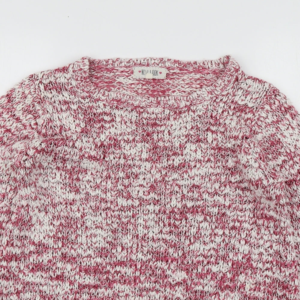 New Look Womens Pink Round Neck  Acrylic Pullover Jumper Size S