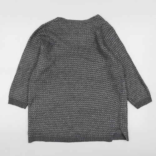 George Womens Silver V-Neck  Polyester Pullover Jumper Size L