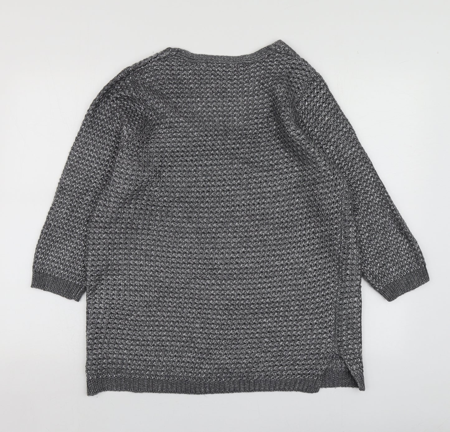 George Womens Silver V-Neck  Polyester Pullover Jumper Size L