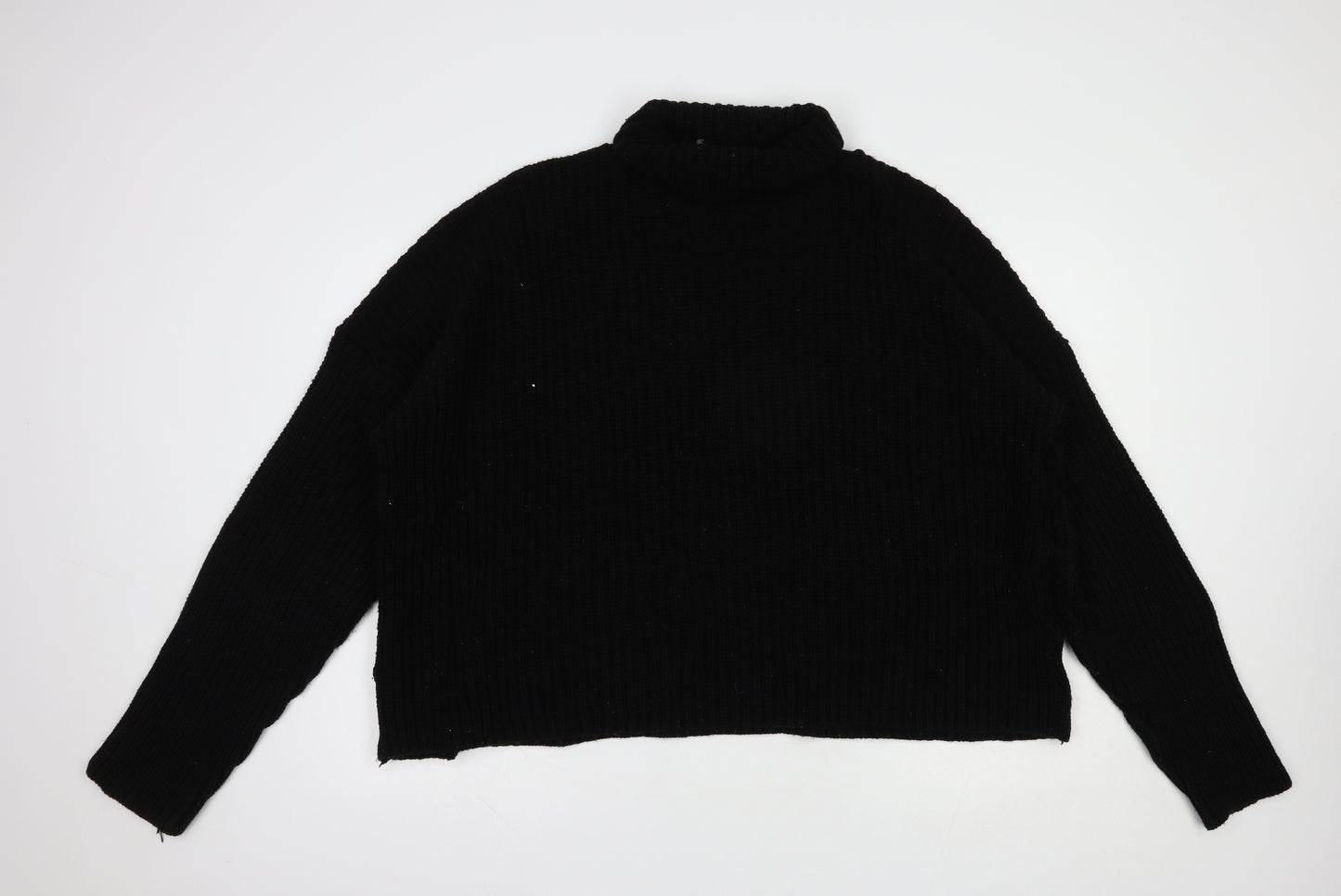I SAW IT FIRST Womens Black Roll Neck  Acrylic Pullover Jumper Size 12