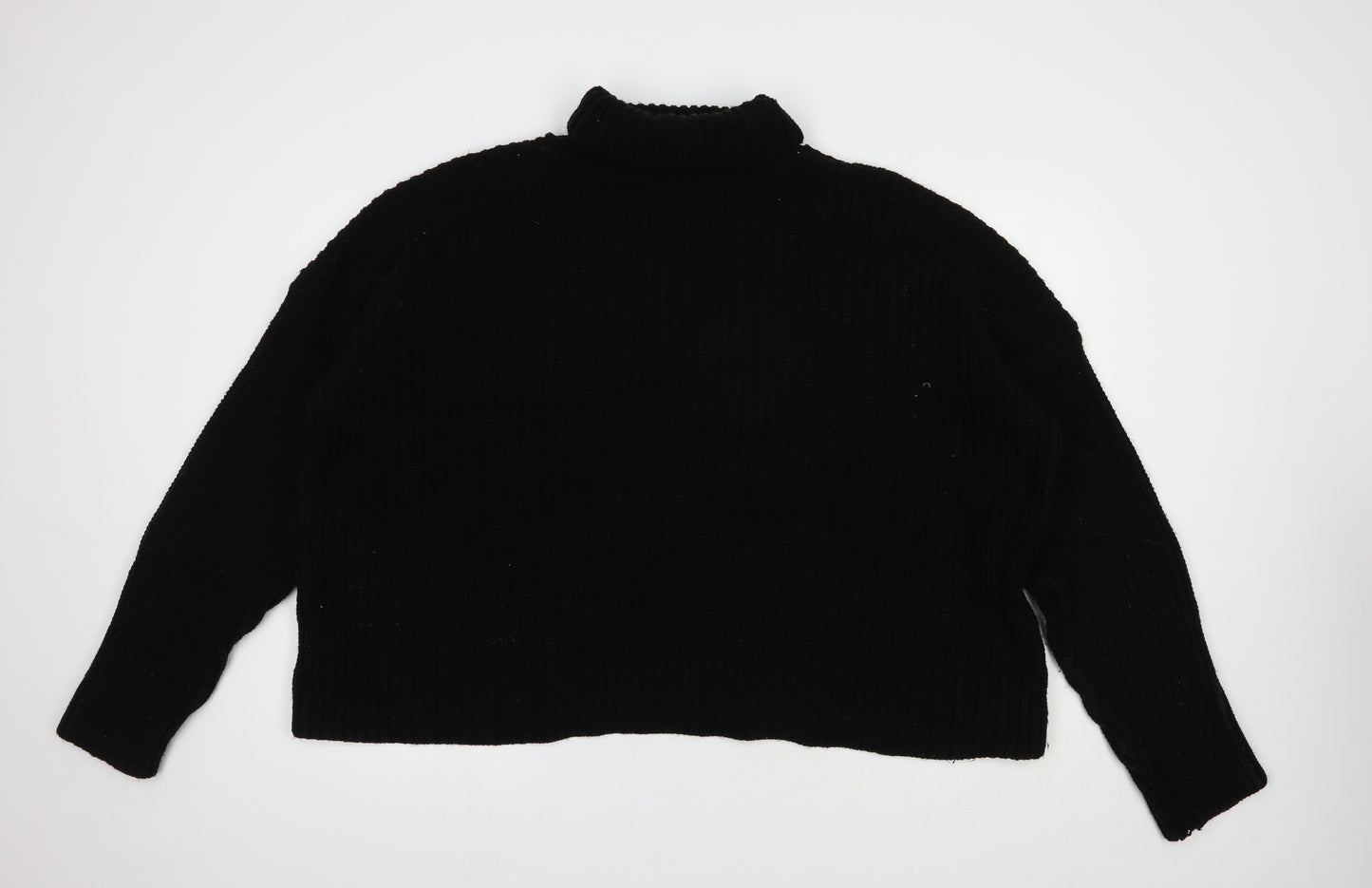I SAW IT FIRST Womens Black Roll Neck  Acrylic Pullover Jumper Size 12