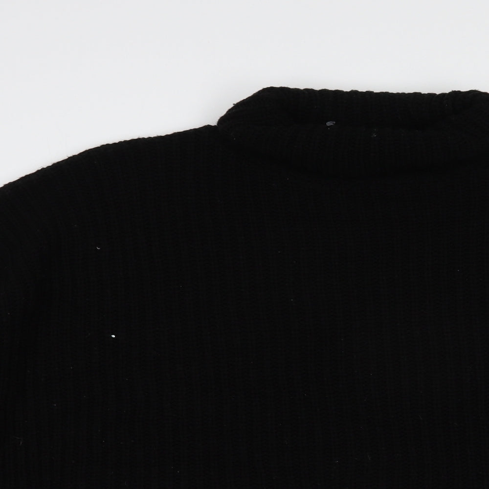 I SAW IT FIRST Womens Black Roll Neck  Acrylic Pullover Jumper Size 12