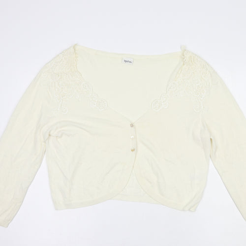 Together Womens Ivory V-Neck  Cotton Cardigan Jumper Size 20