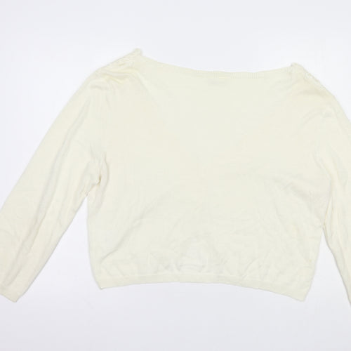 Together Womens Ivory V-Neck  Cotton Cardigan Jumper Size 20