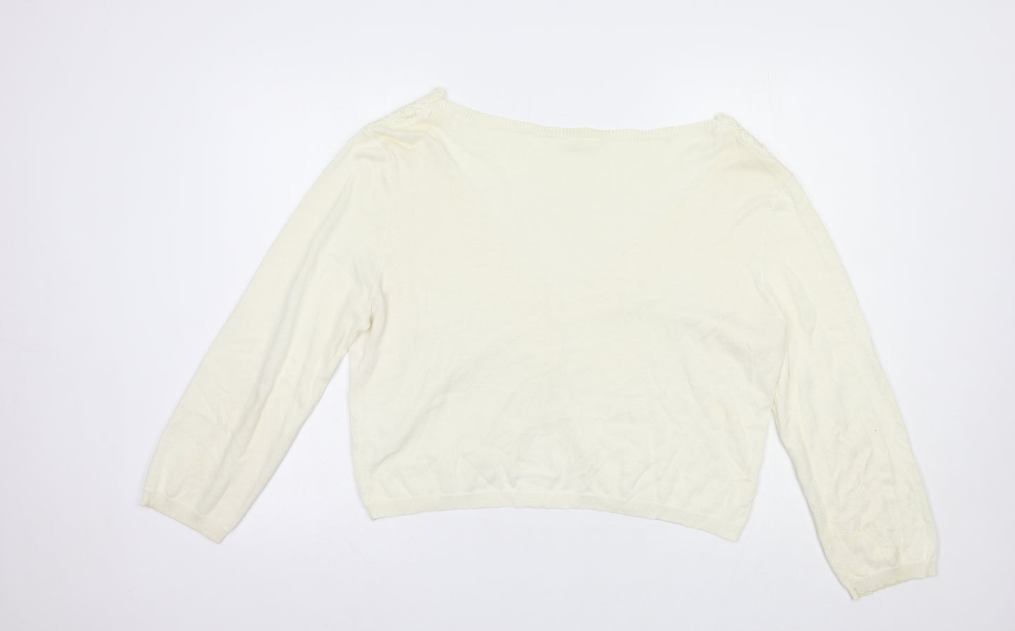 Together Womens Ivory V-Neck  Cotton Cardigan Jumper Size 20
