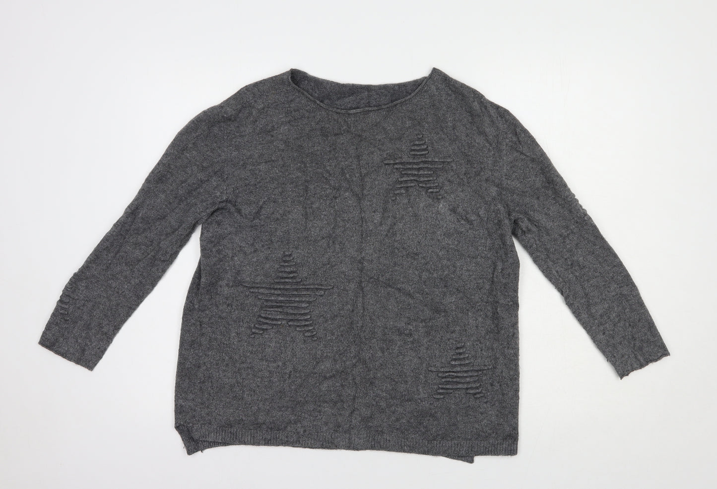 Made in Italy Womens Grey Boat Neck  Viscose Pullover Jumper Size L   - Stars