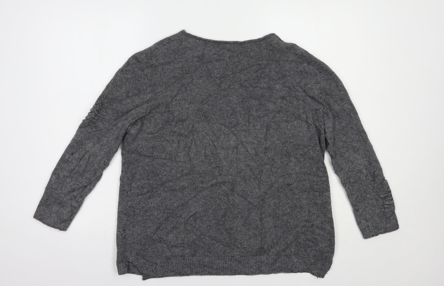 Made in Italy Womens Grey Boat Neck  Viscose Pullover Jumper Size L   - Stars