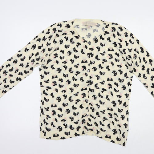 Fenn Wright Manson Womens Ivory Scoop Neck Geometric Cotton Cardigan Jumper Size L
