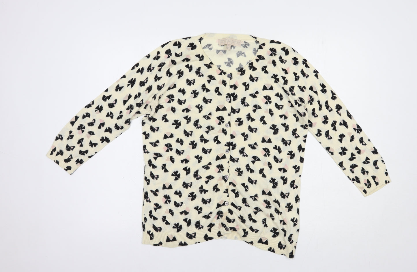 Fenn Wright Manson Womens Ivory Scoop Neck Geometric Cotton Cardigan Jumper Size L
