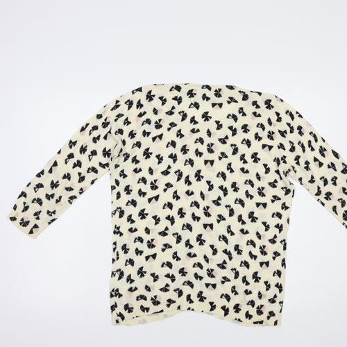 Fenn Wright Manson Womens Ivory Scoop Neck Geometric Cotton Cardigan Jumper Size L