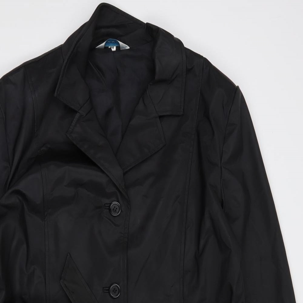 Soon Womens Black   Rain Coat Coat Size 14  Button