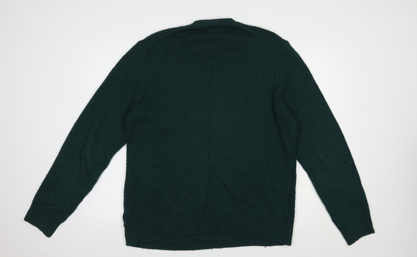 Marks and Spencer Mens Green Crew Neck  Polyester Pullover Jumper Size L