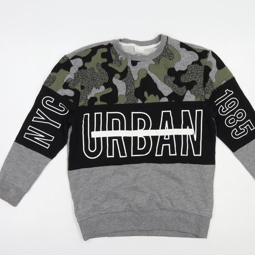 F&F Boys Grey Camouflage Cotton Pullover Sweatshirt Size 10-11 Years  Pullover