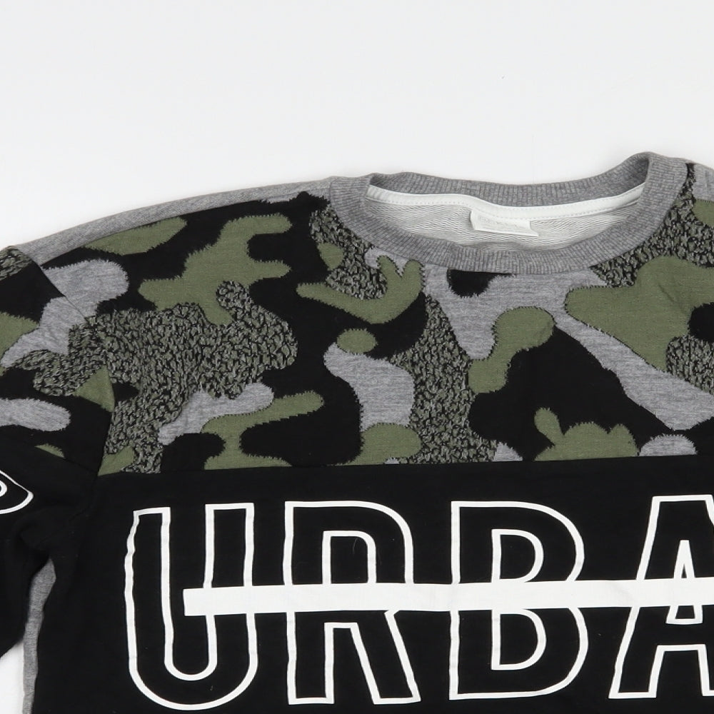 F&F Boys Grey Camouflage Cotton Pullover Sweatshirt Size 10-11 Years  Pullover