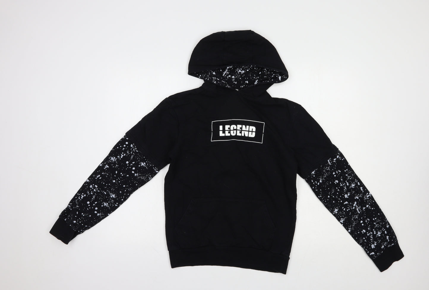 Urban Outlaws Boys Black  Cotton Pullover Hoodie Size 13-14 Years  Pullover - Legend