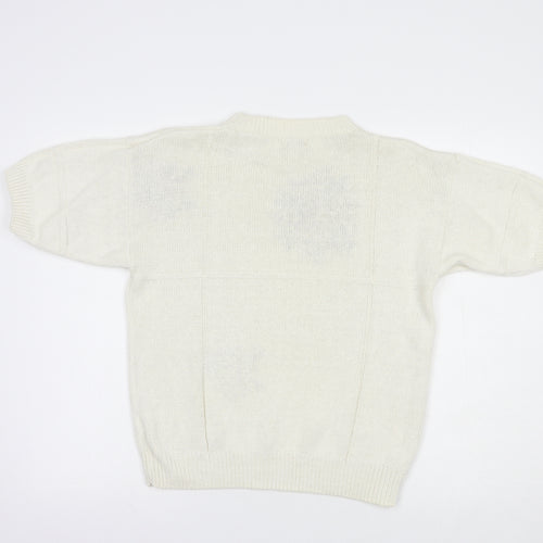 Paolocci Womens Ivory Crew Neck  Ramie Pullover Jumper Size M