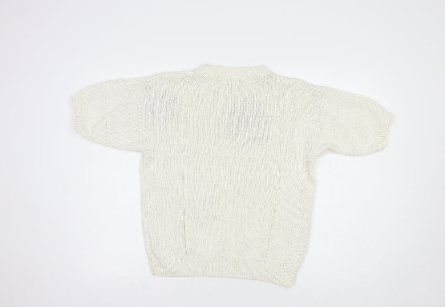 Paolocci Womens Ivory Crew Neck  Ramie Pullover Jumper Size M