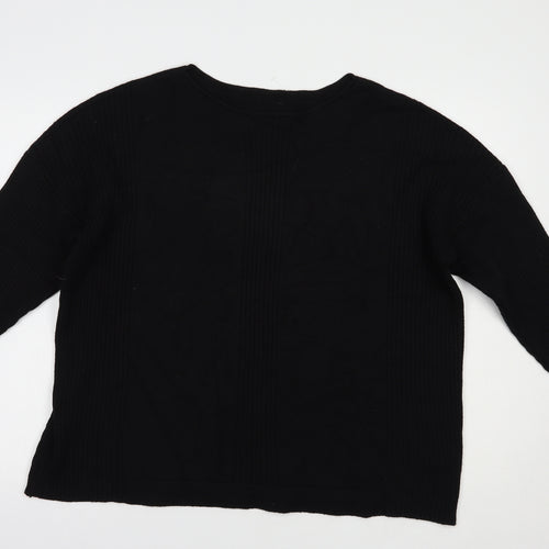 Preworn Womens Black Boat Neck  Viscose Pullover Jumper Size L