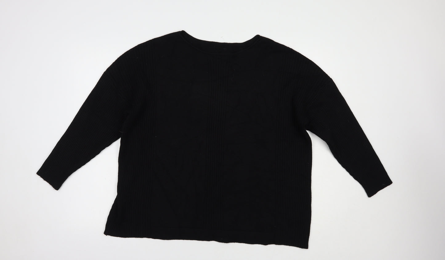 Preworn Womens Black Boat Neck  Viscose Pullover Jumper Size L
