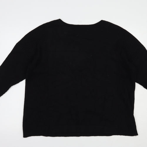 Preworn Womens Black Boat Neck  Viscose Pullover Jumper Size L