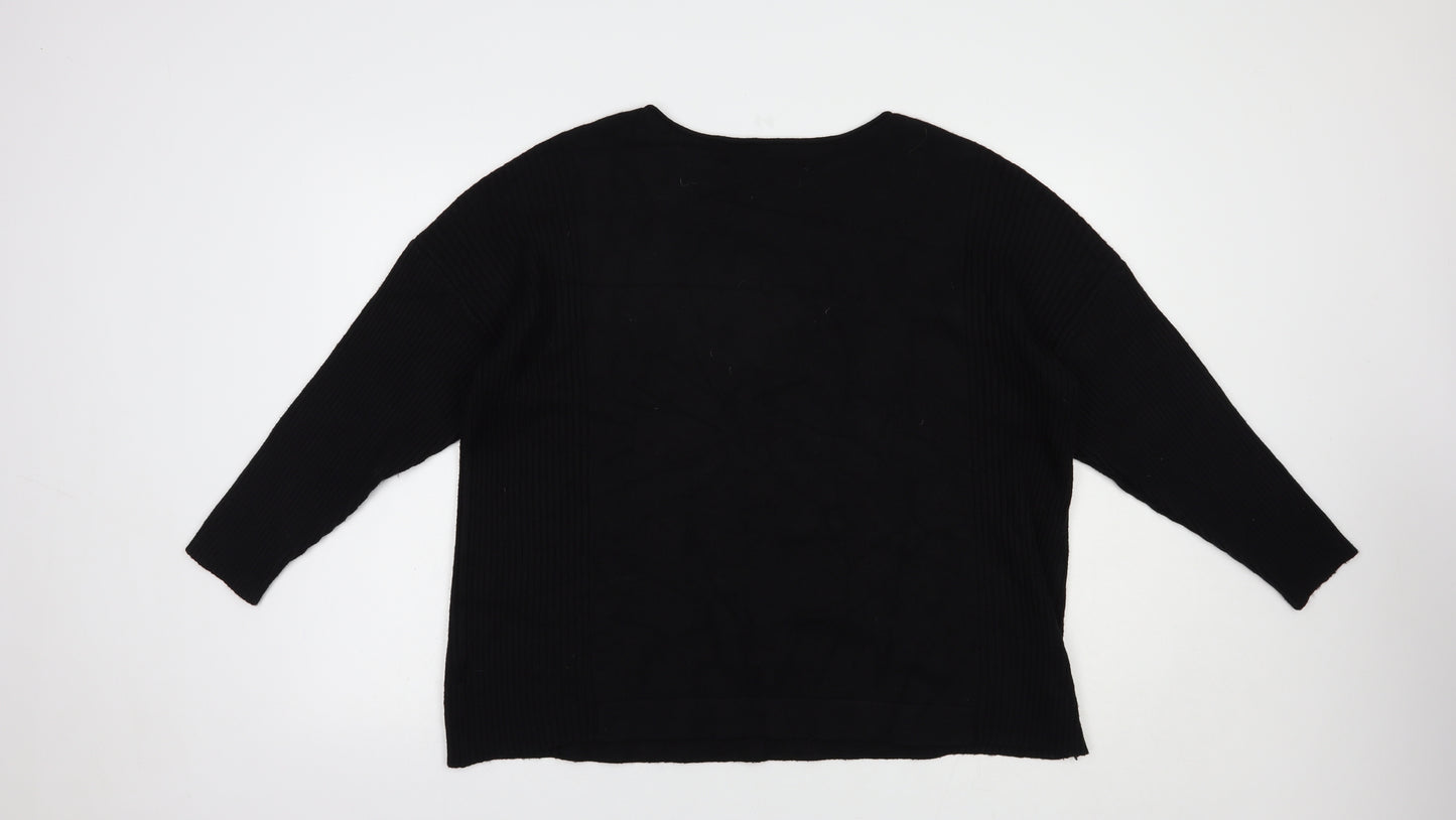 Preworn Womens Black Boat Neck  Viscose Pullover Jumper Size L