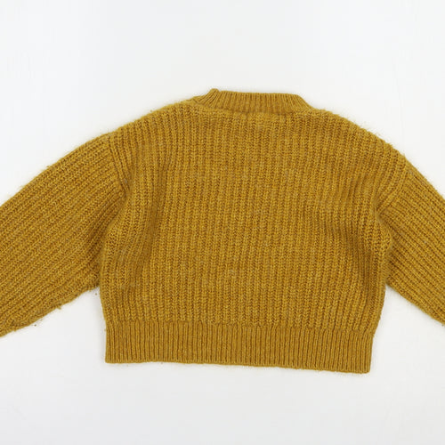 Matalan Girls Yellow Crew Neck  Acrylic Pullover Jumper Size 9 Years  Pullover