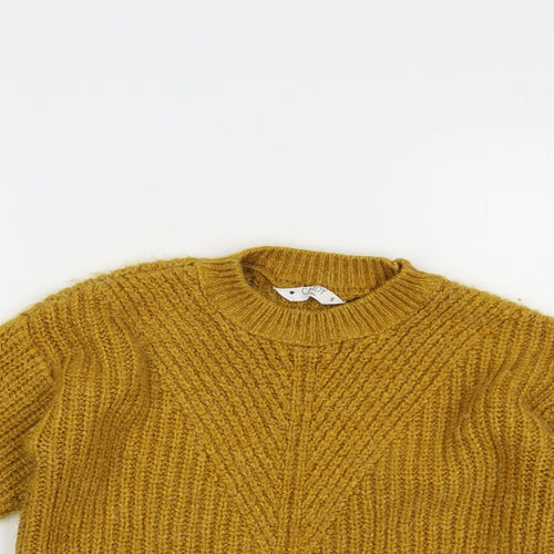 Matalan Girls Yellow Crew Neck  Acrylic Pullover Jumper Size 9 Years  Pullover