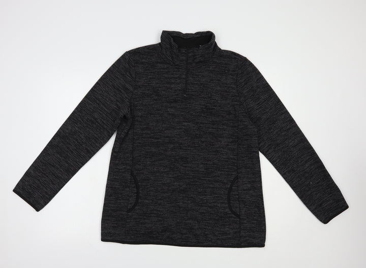 Preworn Womens Grey Polyester Pullover Sweatshirt Size L Zip