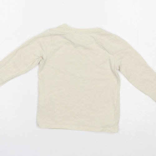 name it Boys Beige  Cotton Pullover T-Shirt Size 2-3 Years Crew Neck Pullover - Bear