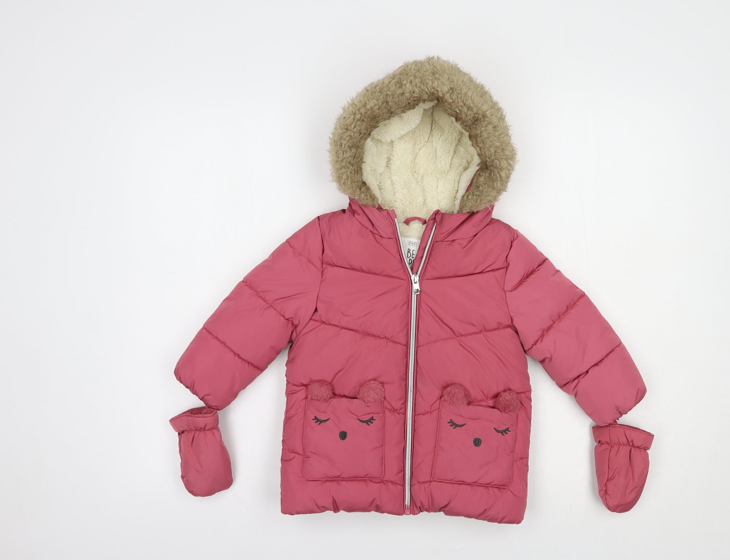 F&F Baby Pink   Puffer Jacket Jacket Size 18-24 Months   Zip