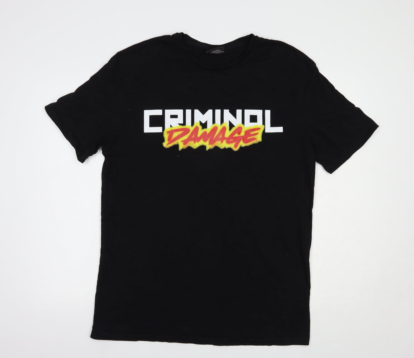 Criminal Damage Mens Black  Cotton  T-Shirt Size M Crew Neck  - Pokemon
