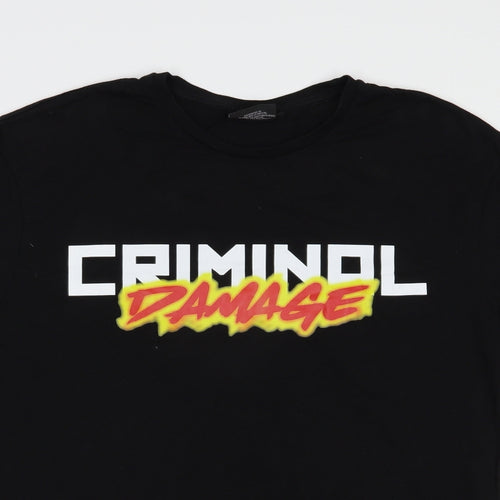 Criminal Damage Mens Black  Cotton  T-Shirt Size M Crew Neck  - Pokemon