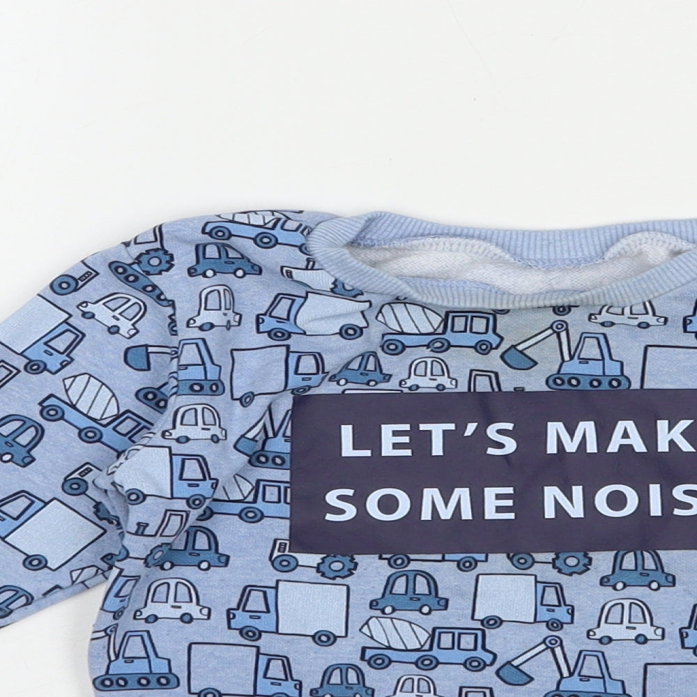 Dunnes Stores Boys Blue Geometric Cotton Pullover Sweatshirt Size 2-3 Years  Pullover - Lorries and Diggers