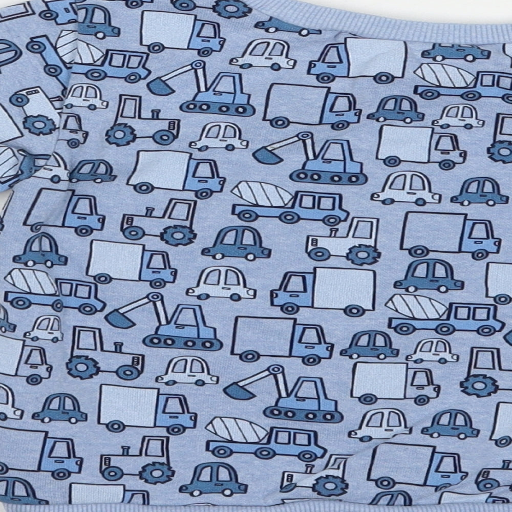 Dunnes Stores Boys Blue Geometric Cotton Pullover Sweatshirt Size 2-3 Years  Pullover - Lorries and Diggers