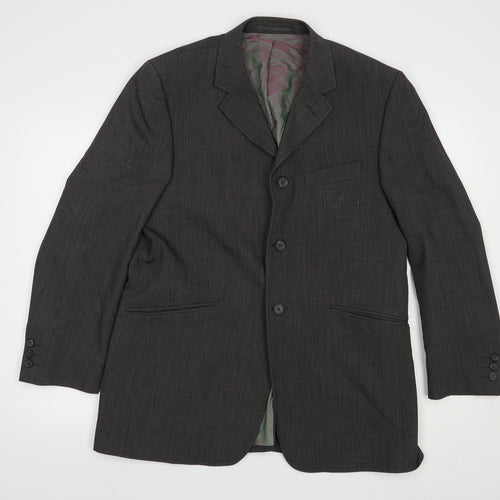 Jonathan Adams Mens Grey Striped Polyester Jacket Blazer Size 40