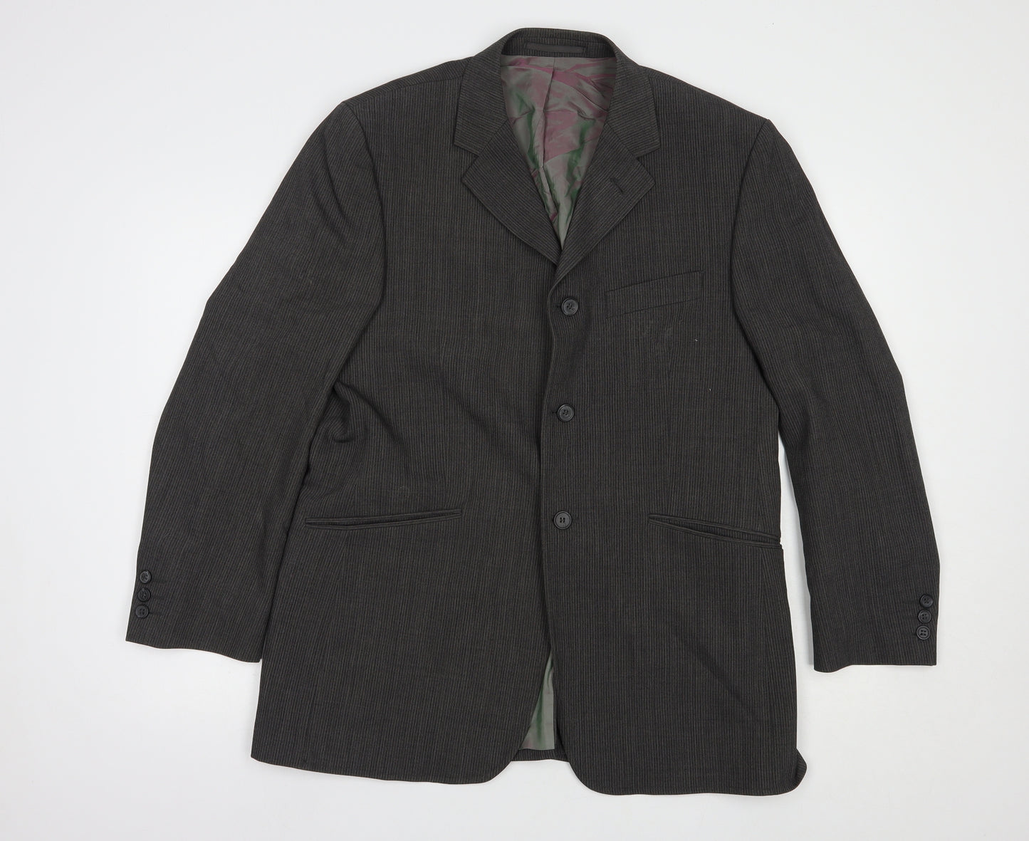 Jonathan Adams Mens Grey Striped Polyester Jacket Blazer Size 40