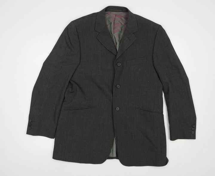 Jonathan Adams Mens Grey Striped Polyester Jacket Blazer Size 40