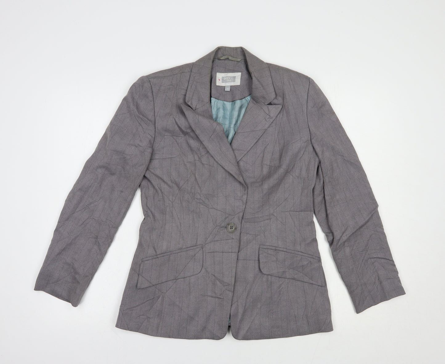 NEXT Womens Grey Striped  Jacket Blazer Size 10  Button