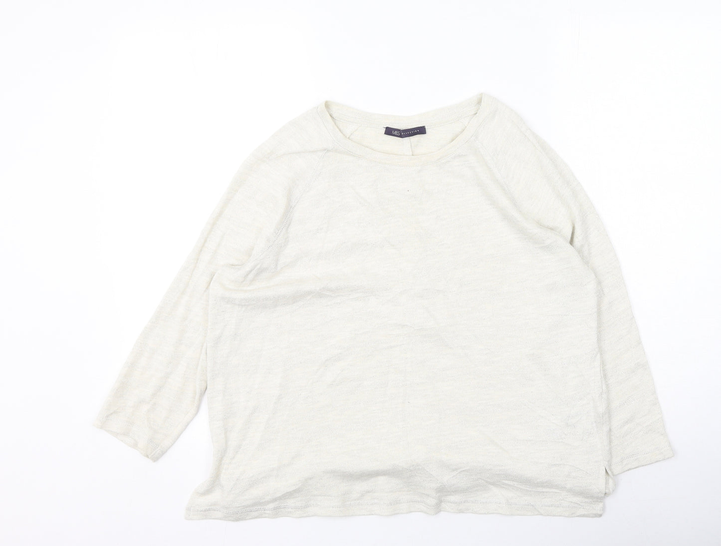 Marks and Spencer Womens Beige Round Neck  Cotton Pullover Jumper Size 12