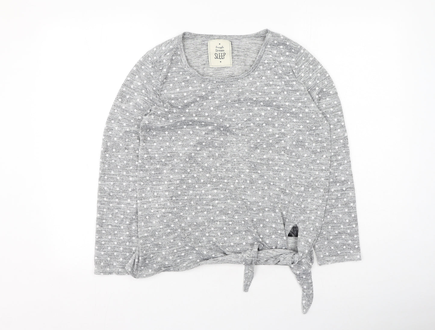 Preworn Womens Grey Round Neck Polka Dot Polyester Pullover Jumper Size M