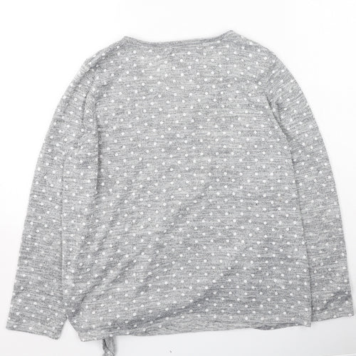 Preworn Womens Grey Round Neck Polka Dot Polyester Pullover Jumper Size M