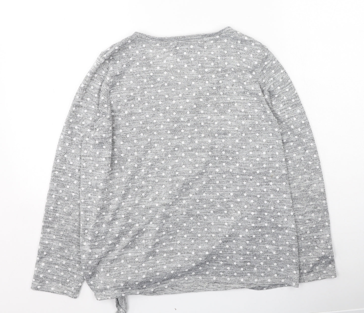 Preworn Womens Grey Round Neck Polka Dot Polyester Pullover Jumper Size M