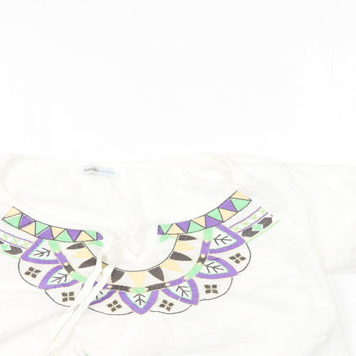 BHS Womens Multicoloured  Cotton Basic Blouse Size 10 Round Neck