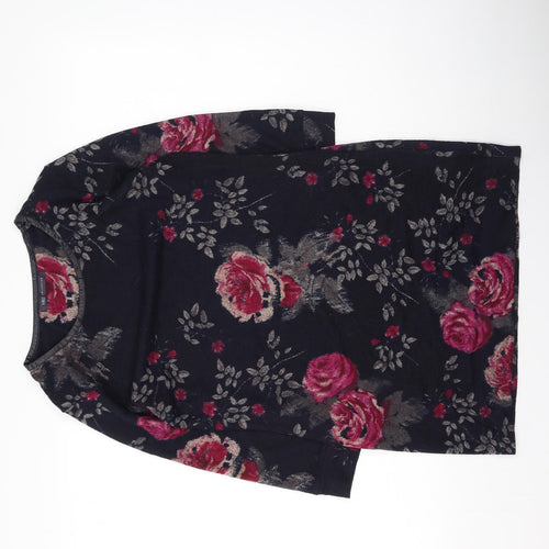 Marks and Spencer Womens Multicoloured Round Neck Floral Polyester Pullover Jumper Size 10