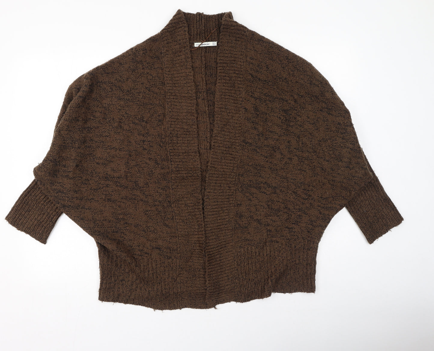 Zara Womens Brown V-Neck  Acrylic Cardigan Jumper Size S