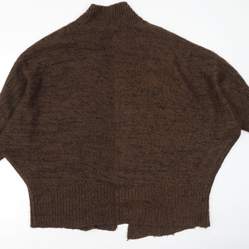 Zara Womens Brown V-Neck  Acrylic Cardigan Jumper Size S