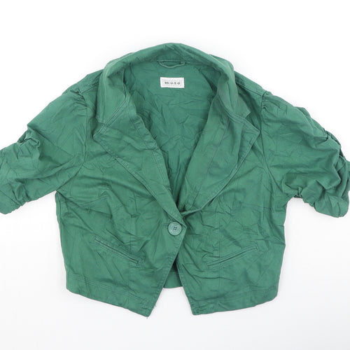 Moto Womens Green V-Neck  Cotton Cardigan Jumper Size 14