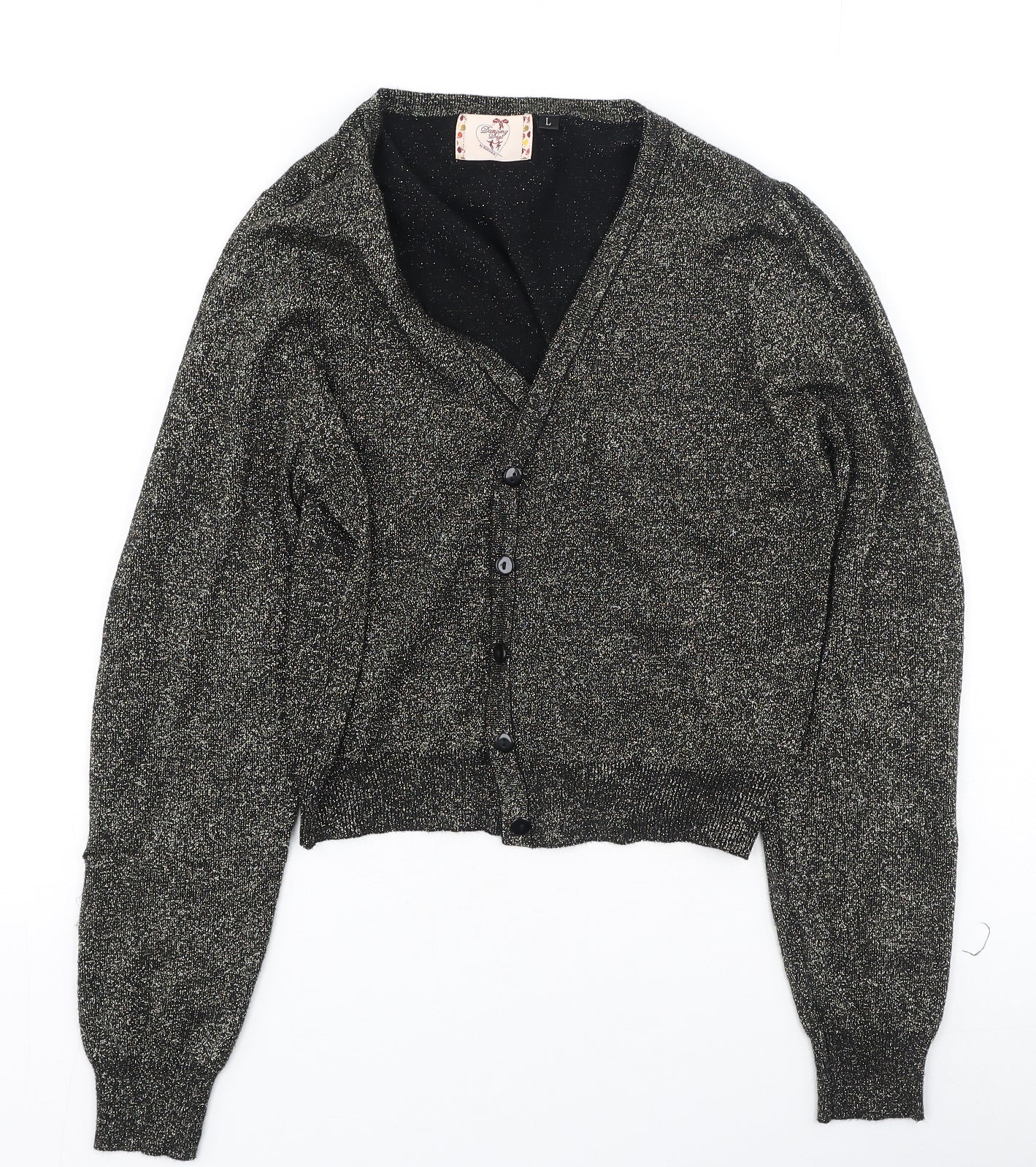 dancing days Womens Gold Round Neck  Viscose Cardigan Jumper Size L