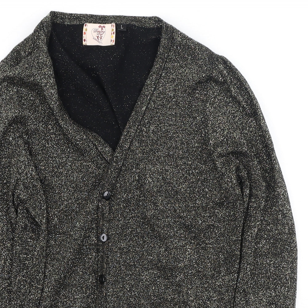 dancing days Womens Gold Round Neck  Viscose Cardigan Jumper Size L