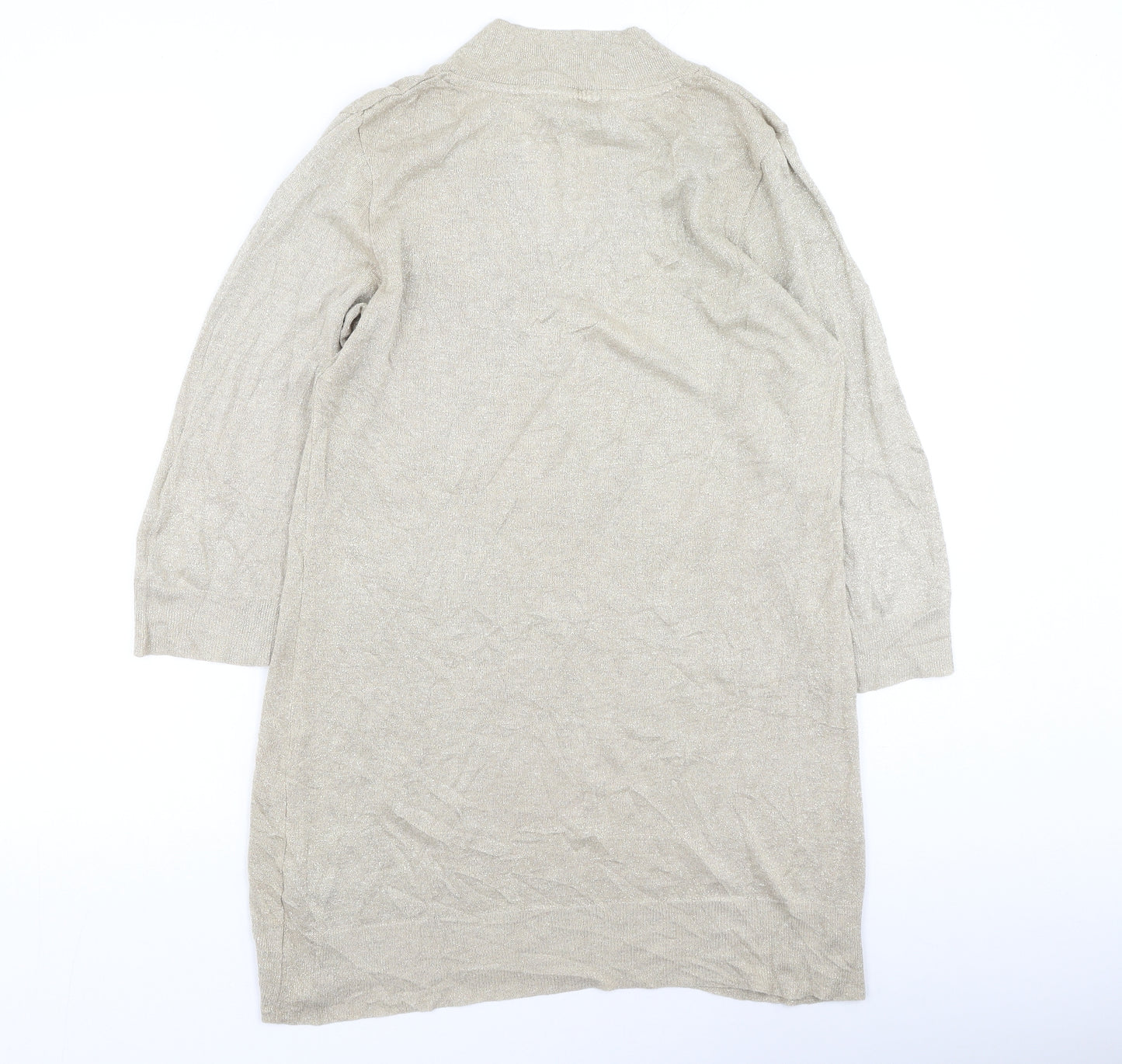 George  Womens Gold V-Neck  Viscose Pullover Jumper Size 12